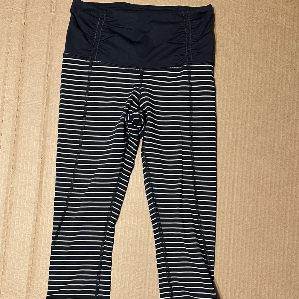 adidas Navy and White Striped Leggings